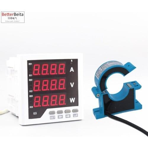 Digital A V W kw meter with RS485 single phase AC0-100A, 0-450V ampere voltage and watt monitor current and volt and power meter