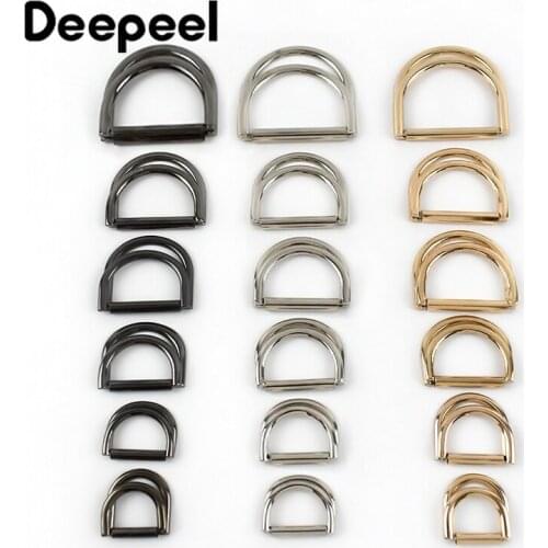 Deepeel 4pcs 15-50mm Metal Double D Ring Buckle Luggage Strap Coat Belt Adjustment Button DIY Windbreaker Decor Buckles Material