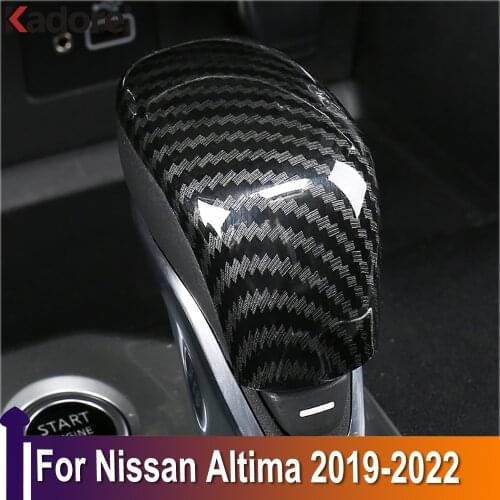 For Nissan Altima 2019 2020 Carbon Fiber AT Car Gear Shift Knob Head Cover Trim Interior Accessories Car Sticker Styling