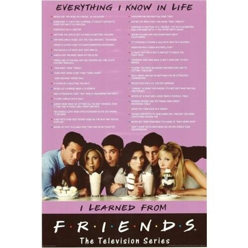 W155 FRIENDS - EVERYTHING I KNOW IN LIFE Silk Fabric Wall Poster Art Decor Sticker Bright