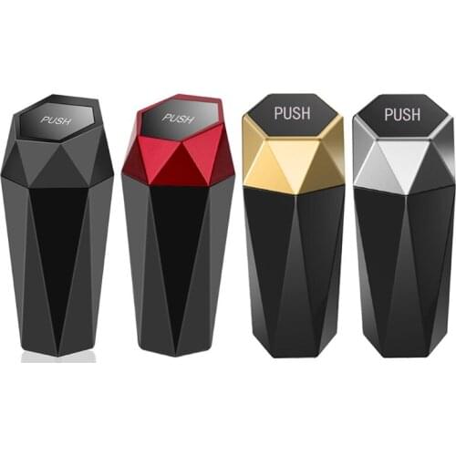 J60F Vehicle Automotive Garbage Can Mini Trash Bin for Car Office Home Desktop