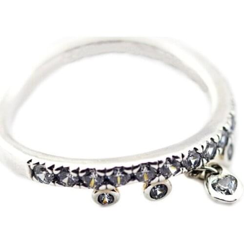 Chandelier Droplets Rings for Women 925 Sterling Silver Rings Jewelry Female Ring Jewelry Clear CZ Hanging Dangle Girl Ring Gift