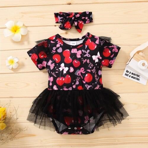Toddler Baby Girl Clothes Newborn Bodysuit Summer Love Heart Print Strap Romper Jumpsuit Outfit Cotton Clothes