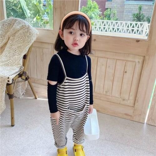 Toddler Girls Overalls Korean Casual Striped Jumpsuit for Boy Girls Baby Kids Cotton Pants Autumn Children Jumpsuit Hot