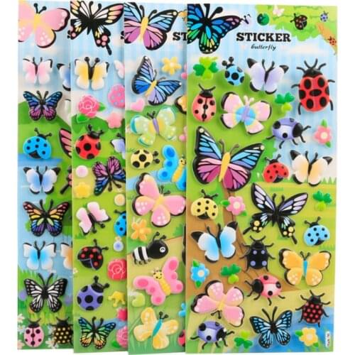 2pc Butterfly Insect Bubble Cartoon Foam PVC Decor DIY Scrapbook Diary Cell Phone Nail Stick Office School Supplies Stationery