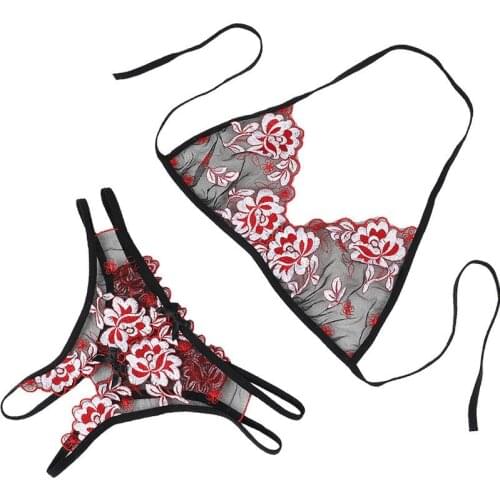 Sexy Mesh Embroidered Bralette Sets Underwear Women Wire Free Thin Lingerie Set Breathable Comfortable Intimates Bras Set