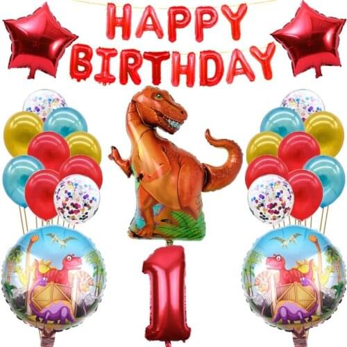 Dinosaur Theme Happy Birthday Foil Balloon Set 32inch Number Balloon Tyrannosaurus Balloon Party Supplies Kid Toy