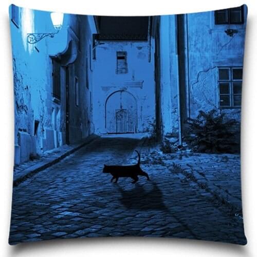 The Black Cat Pattern Pillow Case Christmas gift Polyester Cotton Chair Seat Waist Square Decorative size customized available