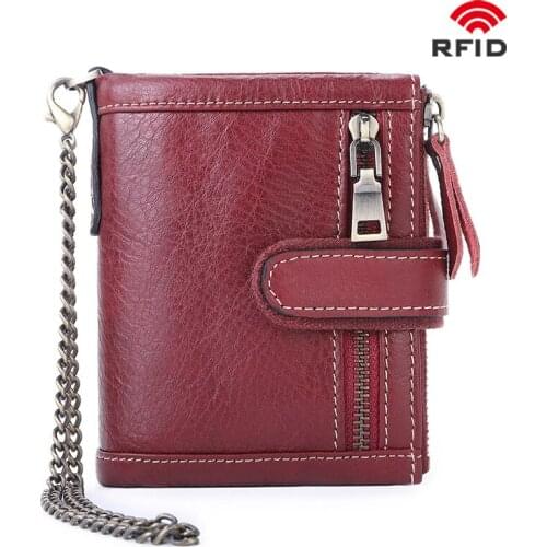 New 2019rfid anti theft brush wallet 30% off multi card position crazy horse skin mens Leather Wallet change bag card bag