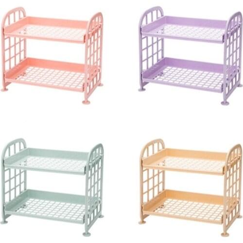 Double Layer Hollow Shelf Plastic Cosmetics Desktop Finishing Bathroom Accessories Organizer Storage Rack 2 Tier Shelf Holder
