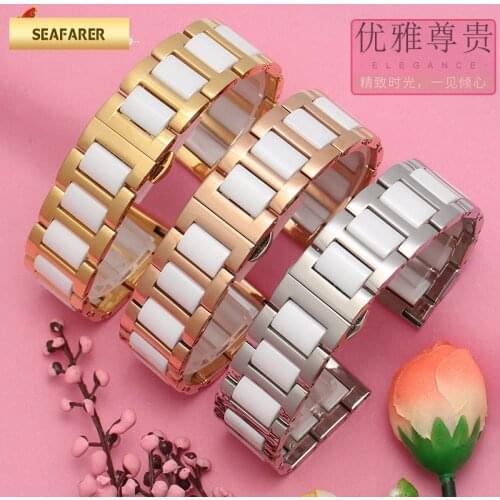 Stainless Steel Ceramic Watch Strap for Folli Follie Chanel Gucci Tissot Quick Release Watch Bracelet Women Women Watchband