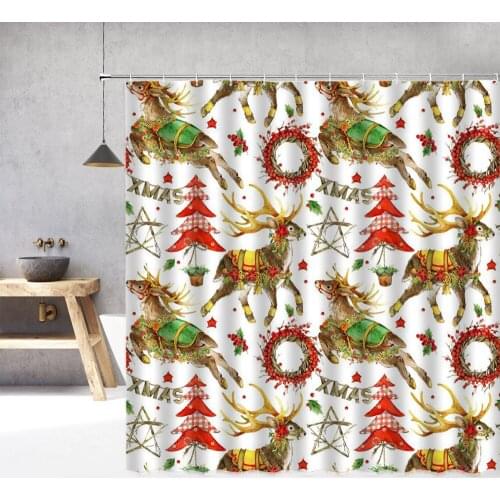 3d Christmas Shower Curtains Merry Christmas Bathroom Curtain Waterproof Polyester Cloth Decoration 180*240cm Festival Curtain