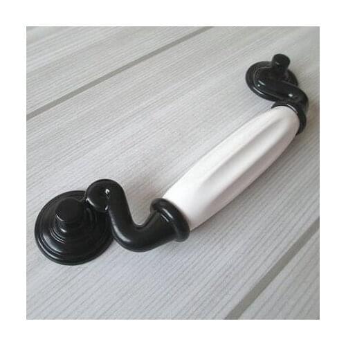 115mm Porcelain Dresser Drawer Handles Pulls Knobs Black White Kitchen Cabinet Shaky Handle Pull Furniture Hardware handles pull