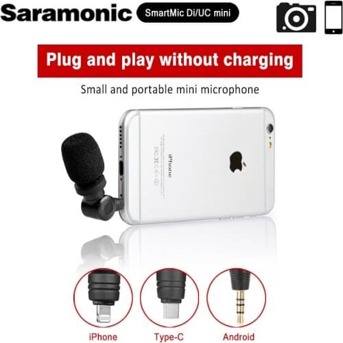 Saramonic Smartmic Di /UC Mini Flexible Condenser Microphone Lightning/Type C Jack for iPhone Android Smartphone Voice Recording