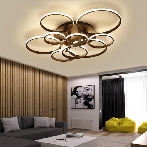 Modern Brown or white LED Ceiling Light Remote control light fixture living room illumination kids bedroom fixtures luminaire
