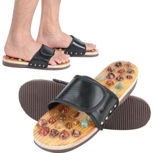 2 colors Unisex Natural Agate Stone cobblestone Foot Massage Slippers Relieve Arthritis Plantar Fasciitis Acupoints Massager New