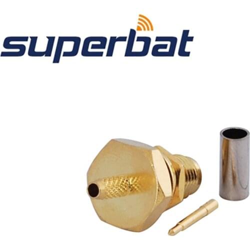 Superbat 10pcs RP-SMA Crimp Jack(male pin) Bulkhead O-ring for Cable RG174,RG-188A, LMR100,RG316