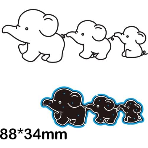 Cutting Dies Three Cute Elephants New for Decoration Scrapbooking Stencil Paper Craft Album Template 88*34mm