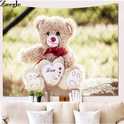 Zeegle Bear Pattern Tapestry Home Decor Yoga Beach Towel Tablecloth Sofa Sets Beach Towel Pichic Mats Kids Room Blanket