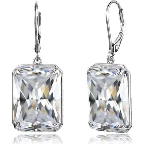 2021 Hot Real 925 Sterling Silver Long Drop Sliver Earrings for Women Aquamarine Earring Wedding Luxury Famous Brand Jewelry