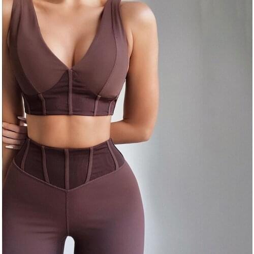 Casual Patchwork Stretch Two Piece Sets Women 2021 Workout Crop Top+High Waist Leggings Skinny Active Female tracksuits
