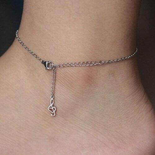 1 Pc Musical Note Stainless Steel Anklet Female Ankle Bracelets Foot Bracelet Fashion Beach Jewelry Accessories For Women
