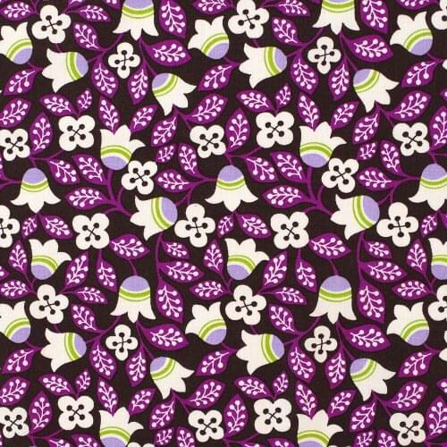 1 yard Cotton Woven Fabric - Bell flower and leaves (width=145cm)