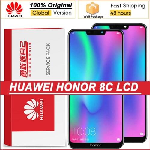100% Original 6.26'' LCD + frame For Huawei Honor 8C LCD Display Touch Screen Digitizer Honor Paly 8C BKK-AL10 BKK-L21 Repair