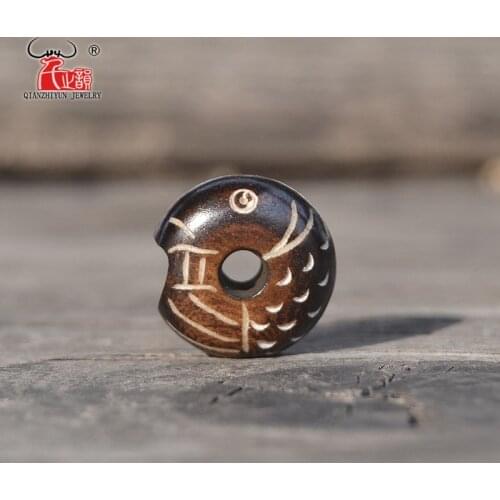 GZ-025 3pcs Natural Yak Bone Hand Carvings Fish Beads DIY Bracelet Accessories.Beads For Jewelry Making SIZE16mm X 7mm