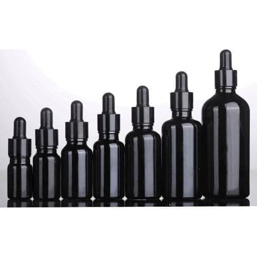 300pcs 5-100ml Black Drop Bottle Glass Aromatherapy Liquid Dropper essential basic massage oil Pipette Refillable Bottles Jars