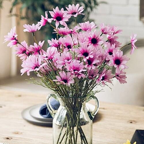 5 Heads/Branch Fake Flowers Artificial Dasiy Flowers Silk Decorative Stamen Small Daisy for Wedding Holding Flowers Home Decor