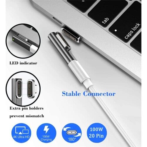 Magnetic USB 3.1 Adapter 20 Pins Type C Phone Computer Adapter 100W Fast Charging 4K 10gbps for MacBook Pro/Air/More Laptops