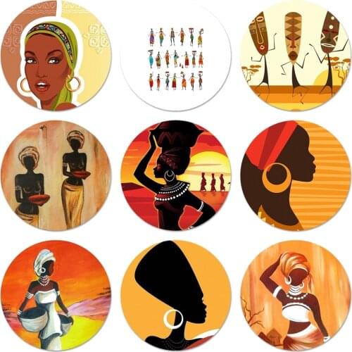 Africa Women Icons Pins Badge Decoration Brooches Metal Badges For Backpack Decoration 58mm