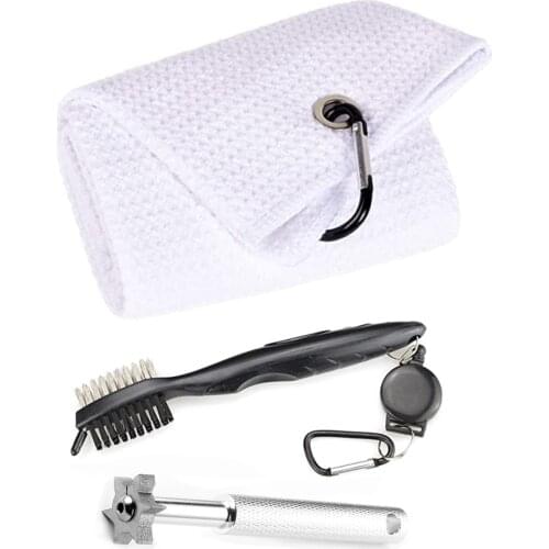 Golf Accessories Microfiber Waffle Pattern Golf Towel ,Club Groove SHARPENER Cleaner Brush