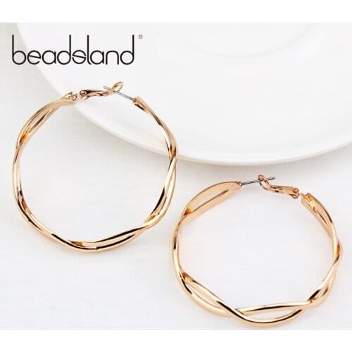 Beadsland Hoop Earrings Copper Plated Bright Gold Weave Design Fashion Vintage Woman Girl Party Festival Hot Sell Gift 40154