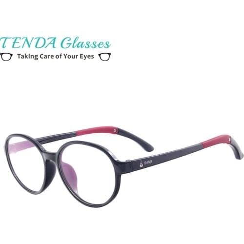 Children Plastic Lightweight Boy Girl Round Transparent Eyeglasses Kids Prescription Glasses Frame with Anti Slip Holder