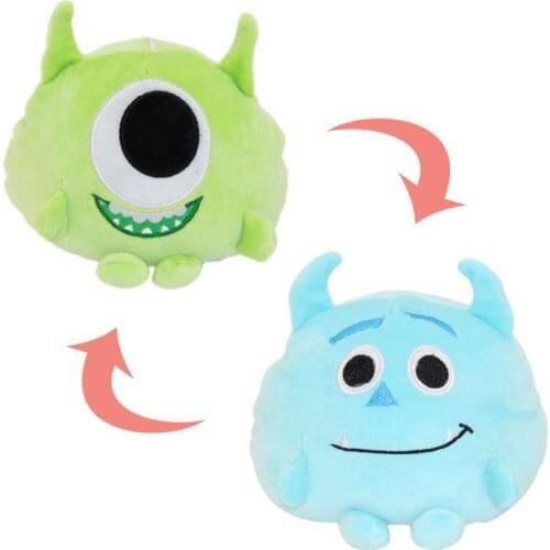 Disney Monsters University Double-sided Flip Reversible Sulley Doll Kawaii Figures Mike Wazowski Plushie Stuffed Toys Kids Gift