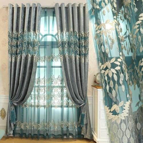Europe delicate contracted embroidered cloth curtain villa living room curtain curtain curtain of the bedroom