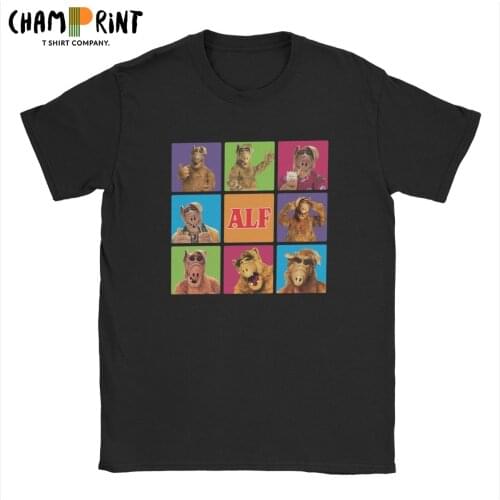 Alf Squares Si Fi Mens T Shirts Furry Alien Fun Tees Short Sleeve Round Neck T-Shirt 100% Cotton Gift Idea Clothing