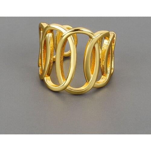 LIVVY Silver Color Round Cross Irregular Chain Hollow Rings Simple Handmade Opening Finger Fashion Jewelry Couple