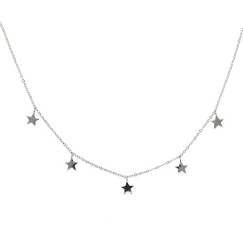 925 sterling silver 5 pcs plain star drop charm choker elegance classic 2019 christmas gift high quality trendy silver necklace