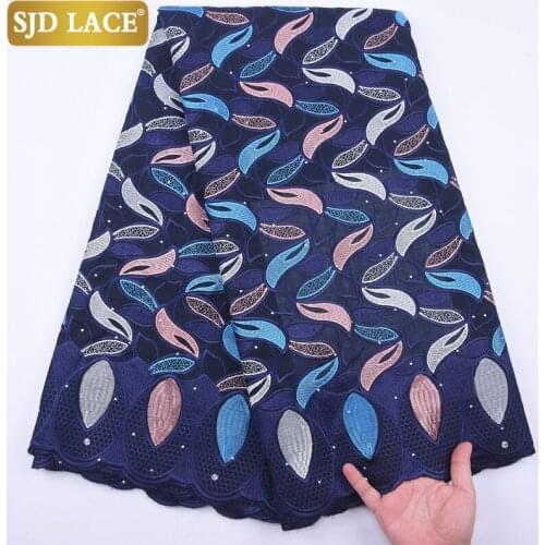 SJD LACE Cheap Sale African Dry Lace Fabric Embroiderey Colorful Swiss Voile In Switzerland For Nigerian Wedding Dress Sew A2046