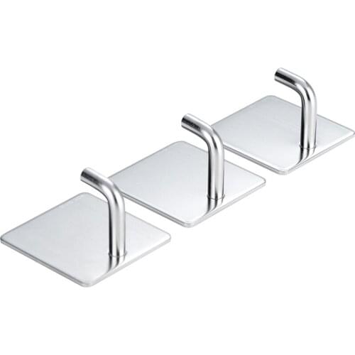 Adhesive Hooks Wall Hooks Hangers Heavy Duty Waterproof 304 Stainless Steel Hooks for Hanging Kitchen Bathroom Stick on Wall