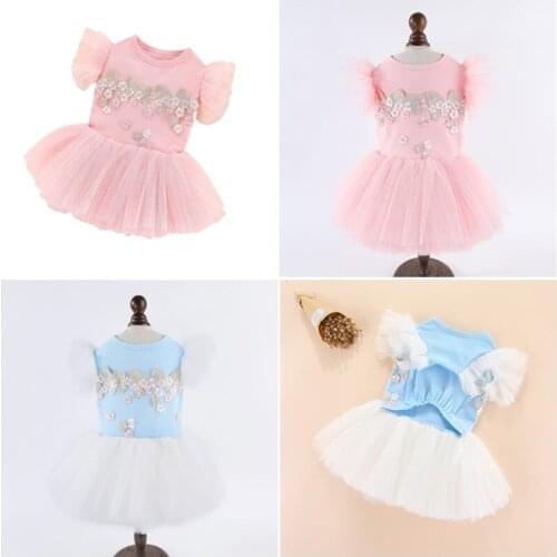 Dog Skirt Summer Wedding Dress Pet Apparel Puppy Costumes Pomeranian Poodle Corgi Bichon Schnauzer Small Dogs Clothing Dresses S