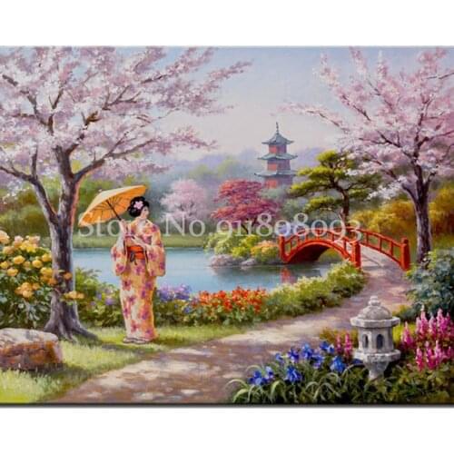 5D Diy Diamond Painting Kit Kimono Girl Cherry Tree Pattern Cross Stitch Mosaic Diamond Embroidery Wall Decoration Festival Gift