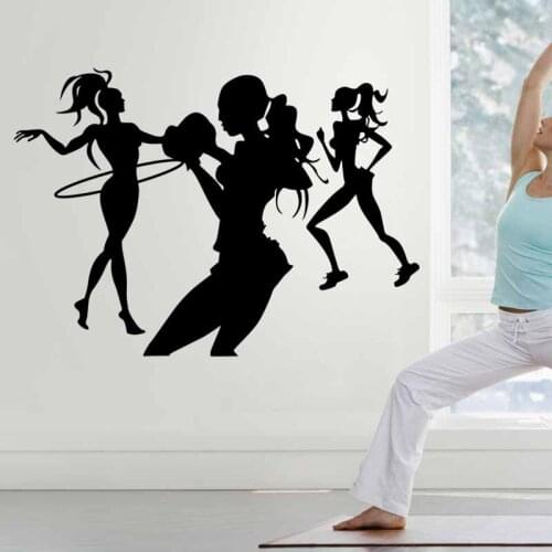 Gym Sticker Girl Fitness Decal Body-building Posters Vinyl Wall Decals Pegatina Quadro Parede Decor Mural Gym Sticker