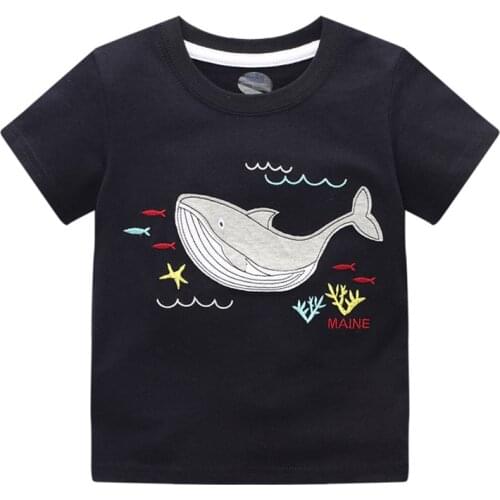 Jumping Meters New Arrival Children Summer T shirts For Boys Girls Wear Cotton Animals Embroidery Fashion Kids Tees Boys Tops
