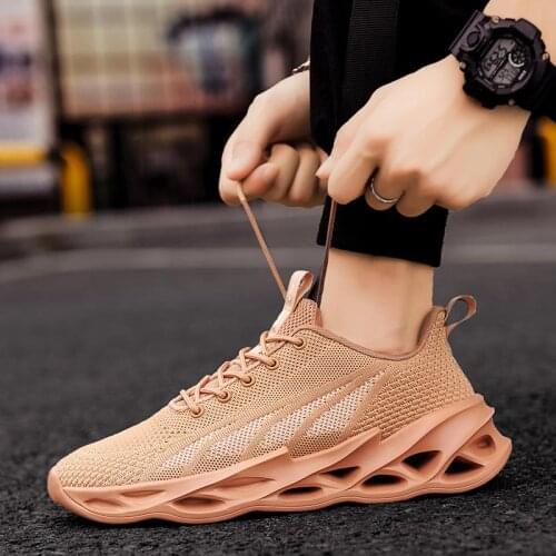 Plus Size Summer Breathable Sneakers for Men Sport Shoes Men Brands Sports Shoes Mens Running Shoes Brown Basket Walking E-846
