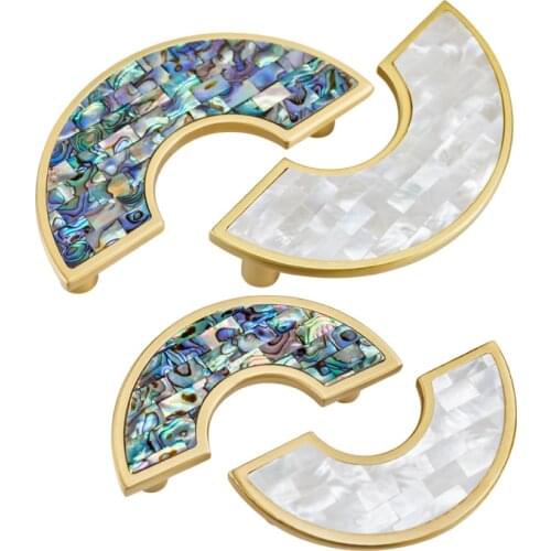 High Luxury Brass Shell Cabinet Handles Round Nature Shell Handle For Wardrobe Drawer Dresser Knobs Nordic Furniture Knob