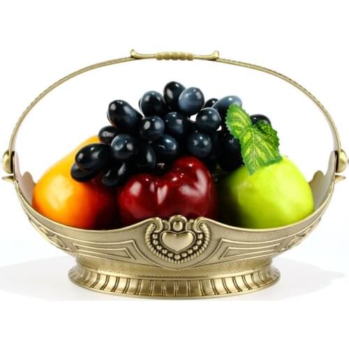 Luxury Metal Fruit Tray Snacks Storage Tray Retro Basket Candy Dish Plate Vinatge Home Decoration Creative Ornaments Art Craft